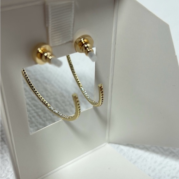 House of Harlow 1960 14kt Gold Plated Cubic Zirconia Hoop Earrings - Picture 7 of 8